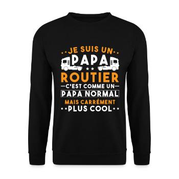 je suis un papa routier / humour papa routier - Sweat-shirt Unisexe - noir - Devant - Alina (178cm) & Michal (187cm)