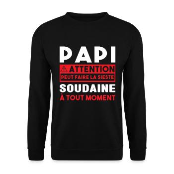 Papi Peut Faire La Sieste Soudaine Grand Pères - Sweat-shirt Unisexe - noir - Devant - Alina (178cm) & Michal (187cm)
