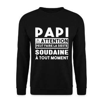 Papi Peut Faire La Sieste Soudaine Grand Pères - Sweat-shirt Unisexe - noir - Devant - Alina (178cm) & Michal (187cm)