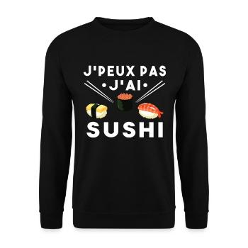 Je peux pas J'ai Sushi Humour Cadeau Drôle Sushis - Sweat-shirt Unisexe - noir - Devant - Alina (178cm) & Michal (187cm)