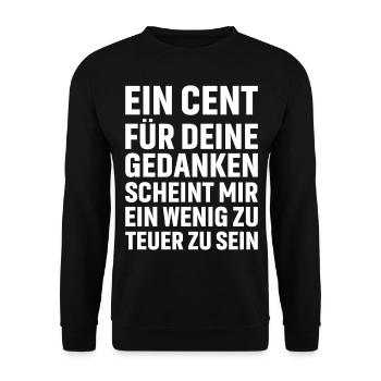 Ein Cent für deine Gedanken scheint mir ein wenig - Unisex Pullover - Schwarz - Vorne - Alina (178cm) & Michal (187cm)