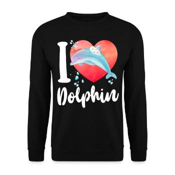 Dolphin Heart I Love Dolphins - Unisex Sweatshirt - black - Front - Alina (178cm) & Michal (187cm)