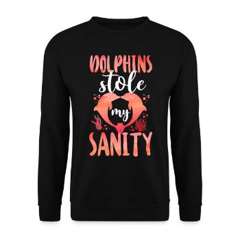 Dolphin Dolphins Stole My Sanity - Unisex Sweatshirt - black - Front - Alina (178cm) & Michal (187cm)
