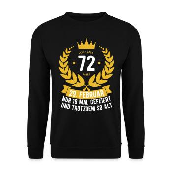 Schaltjahr 72 Jahre - Unisex Pullover - Schwarz - Vorne - Alina (178cm) & Michal (187cm)