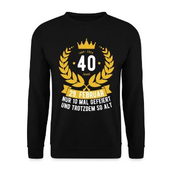 Schaltjahr 40 Jahre - Unisex Pullover - Schwarz - Vorne - Alina (178cm) & Michal (187cm)