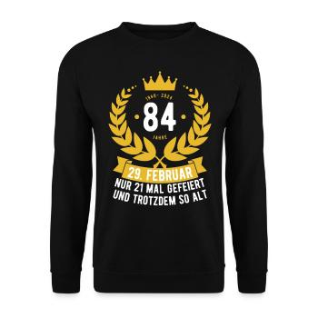 Schaltjahr 84 Jahre - Unisex Pullover - Schwarz - Vorne - Alina (178cm) & Michal (187cm)
