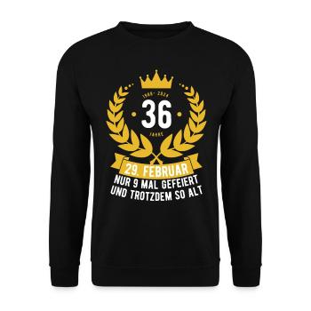 Schaltjahr 36 Jahre - Unisex Pullover - Schwarz - Vorne - Alina (178cm) & Michal (187cm)