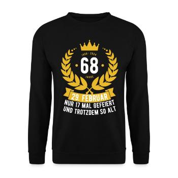 Schaltjahr 68 Jahre - Unisex Pullover - Schwarz - Vorne - Alina (178cm) & Michal (187cm)