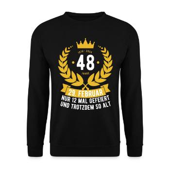 Schaltjahr 48 Jahre - Unisex Pullover - Schwarz - Vorne - Alina (178cm) & Michal (187cm)
