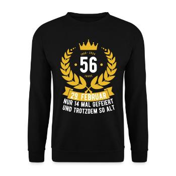 Schaltjahr 56 Jahre - Unisex Pullover - Schwarz - Vorne - Alina (178cm) & Michal (187cm)