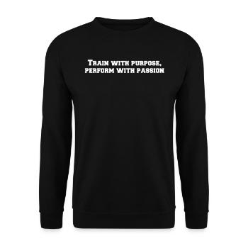 Fitness - Train with purpose, perform with - Unisex Pullover - Schwarz - Vorne - Alina (178cm) & Michal (187cm)