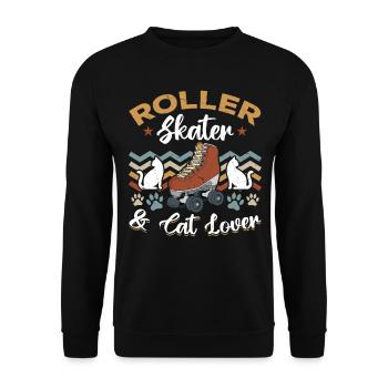 Roller Skating Roller Skater & Cat Lover - Unisex Sweatshirt - black - Front - Alina (178cm) & Michal (187cm)