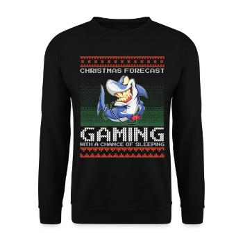 Funny Christmas Forecast Gaming Hai Ugly Xmas - Unisex Pullover - Schwarz - Vorne - Alina (178cm) & Michal (187cm)