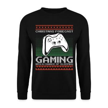 Funny Christmas Forecast Gaming Controller Ugly - Unisex Pullover - Schwarz - Vorne - Alina (178cm) & Michal (187cm)