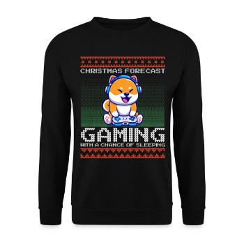 Funny Christmas Forecast Gaming Shiba Inu Ugly - Unisex Pullover - Schwarz - Vorne - Alina (178cm) & Michal (187cm)
