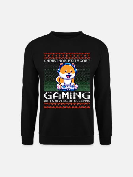 Funny Christmas Forecast Gaming Shiba Inu Ugly - Unisex Pullover - Schwarz