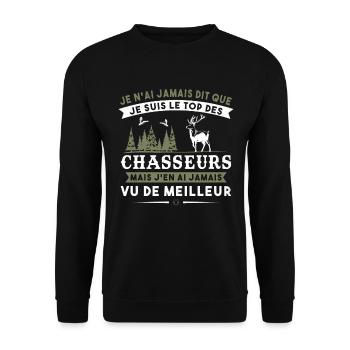 Chasse Pour Homme Cerf Cadeau Chasse Hommes - Sweat-shirt Unisexe - noir - Devant - Alina (178cm) & Michal (187cm)