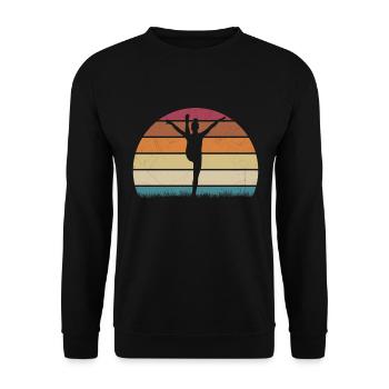 Fille de gymnaste rétro au coucher du soleil - Sweat-shirt Unisexe - noir - Devant - Alina (178cm) & Michal (187cm)