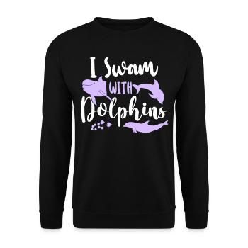 Dolphin I Swam With Dolphins - Unisex Sweatshirt - black - Front - Alina (178cm) & Michal (187cm)