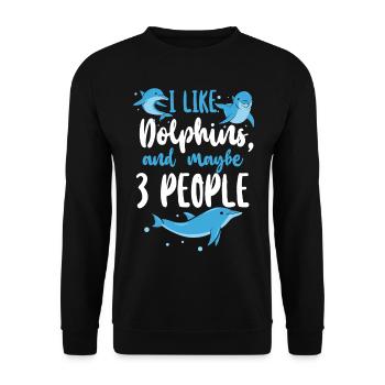 Dauphin J’aime les dauphins et peut-être - Sweat-shirt Unisexe - noir - Devant - Alina (178cm) & Michal (187cm)