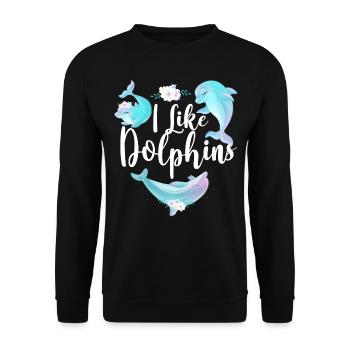 Dolphin I Like Dolphins - Unisex Sweatshirt - black - Front - Alina (178cm) & Michal (187cm)