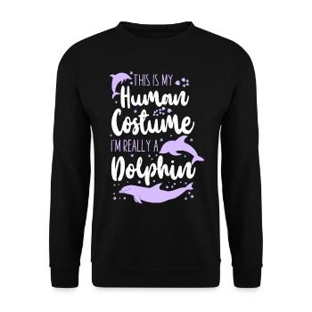 Dolphin This Is My Human Costume - Unisex Sweatshirt - black - Front - Alina (178cm) & Michal (187cm)