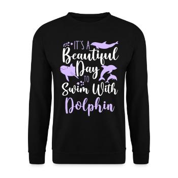 Dolphin It's A Beautiful Day To - Unisex Pullover - Schwarz - Vorne - Alina (178cm) & Michal (187cm)