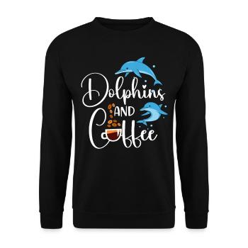 Dolphin Coffee Dolphins And Coffee - Unisex Pullover - Schwarz - Vorne - Alina (178cm) & Michal (187cm)