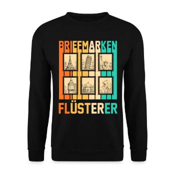 Philatelie Briefmarkensammlung Briefmarkensammler - Unisex Pullover - Schwarz - Vorne - Alina (178cm) & Michal (187cm)