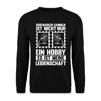 Philatelie Briefmarkensammlung Briefmarkensammler - Unisex Pullover - Schwarz - Vorne - Alina (178cm) & Michal (187cm)