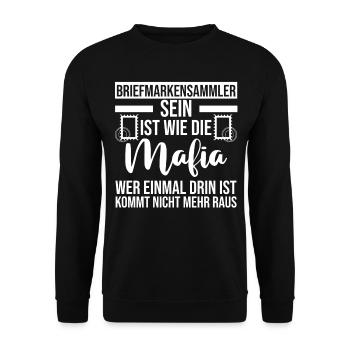 Philatelie Briefmarkensammlung Briefmarkensammler - Unisex Pullover - Schwarz - Vorne - Alina (178cm) & Michal (187cm)