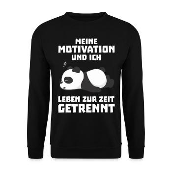 Meine Motivation und ich leben zur Zeit getrennt - Unisex Pullover - Schwarz - Vorne - Alina (178cm) & Michal (187cm)