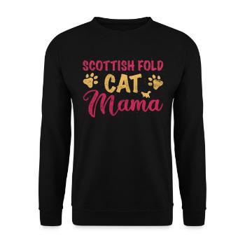 Scottish Fold Cat Mom - Unisex Pullover - Schwarz - Vorne - Alina (178cm) & Michal (187cm)
