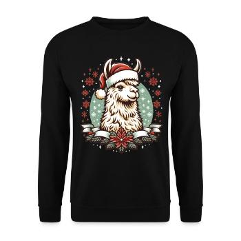 Llama in Christmas Robe: Festive Joy - Unisex Sweatshirt - black - Front - Alina (178cm) & Michal (187cm)