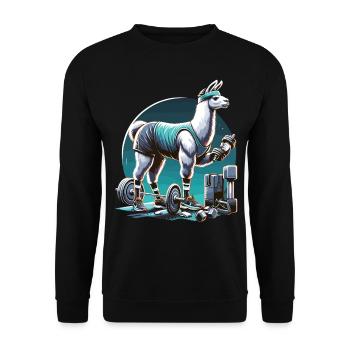 Fitness Lama : La force dans la salle de sport - Sweat-shirt Unisexe - noir - Devant - Alina (178cm) & Michal (187cm)