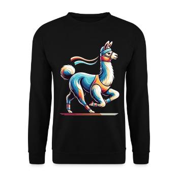 Running llama: fitness in style - Unisex Sweatshirt - black - Front - Alina (178cm) & Michal (187cm)