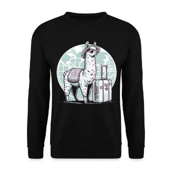 Llama Travel Fever : Voyage de découverte - Sweat-shirt Unisexe - noir - Devant - Alina (178cm) & Michal (187cm)