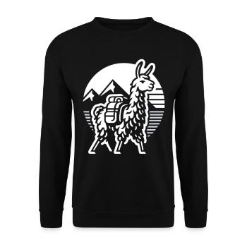 Schlichtes Berglama: Abenteuer Pur - Unisex Pullover - Schwarz - Vorne - Alina (178cm) & Michal (187cm)