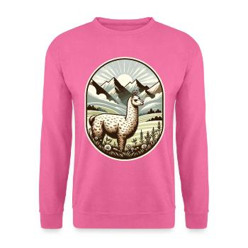 Lama-Trek: Wandern mit Aussicht - Unisex Pullover - Pink - Vorne