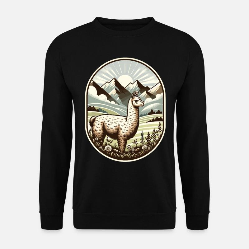 Lama-Trek: Wandern mit Aussicht - Unisex Pullover - Schwarz
