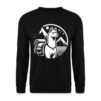 Simple hiking llama: Mountains in view - Unisex Sweatshirt - black - Front - Alina (178cm) & Michal (187cm)