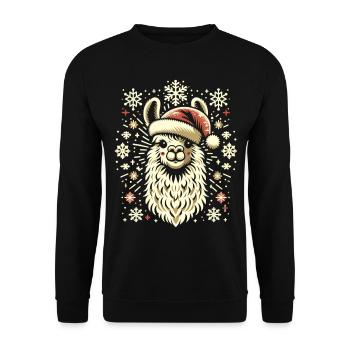 Snow Magic Llama: Christmas Joy - Unisex Sweatshirt - black - Front - Alina (178cm) & Michal (187cm)