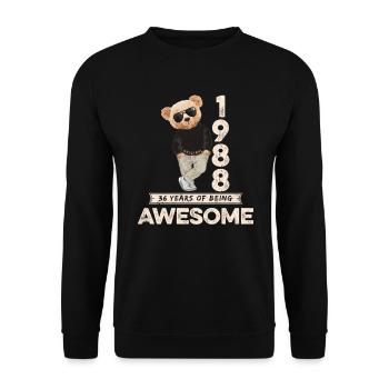 1988 Birthday Teddy Bear Being Awesome Orignal - Unisex Sweatshirt - black - Front - Alina (178cm) & Michal (187cm)