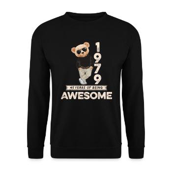 1979 Birthday Teddy Bear Being Awesome Orignal - Unisex Sweatshirt - black - Front - Alina (178cm) & Michal (187cm)