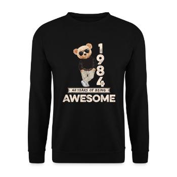 1984 Birthday Teddy Bear Being Awesome Orignal - Unisex Sweatshirt - black - Front - Alina (178cm) & Michal (187cm)