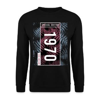 Special Edition 1970's Birthday Urban Graphic - Unisex Sweatshirt - black - Front - Alina (178cm) & Michal (187cm)