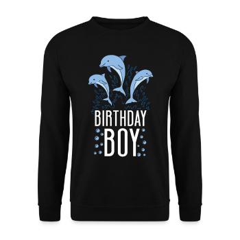 Dolphin Birthday Birthday Boy - Unisex Sweatshirt - black - Front - Alina (178cm) & Michal (187cm)