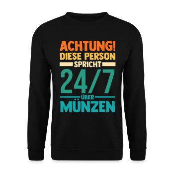 Numismatik Münzensammlung Münzensammler - Unisex Pullover - Schwarz - Vorne - Alina (178cm) & Michal (187cm)