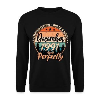 Dezember 1991 Geburtstag 1991 Legenden Dezember - Unisex Pullover - Schwarz - Vorne - Alina (178cm) & Michal (187cm)