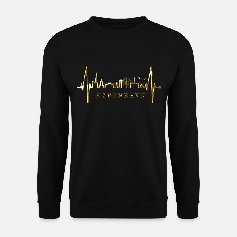 Kopenhagen Skyline Herzschlag Dänemark Love Hygge - Unisex Pullover - Schwarz
